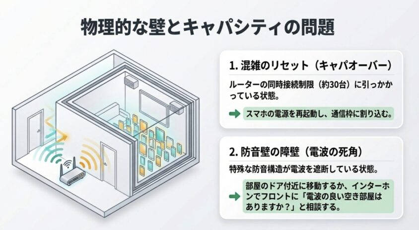 混雑と防音壁による電波障害の対処法